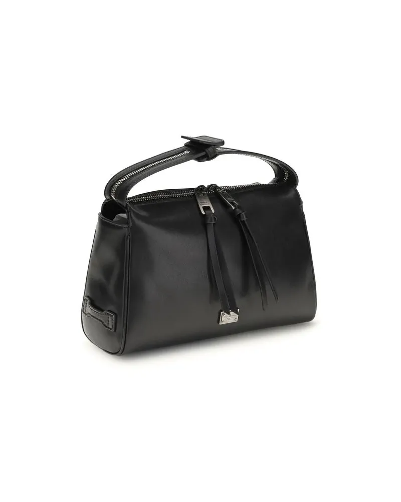 Dolce & Gabbana Men's Black Calf Leather Bos Taurus Handbag Bag Black