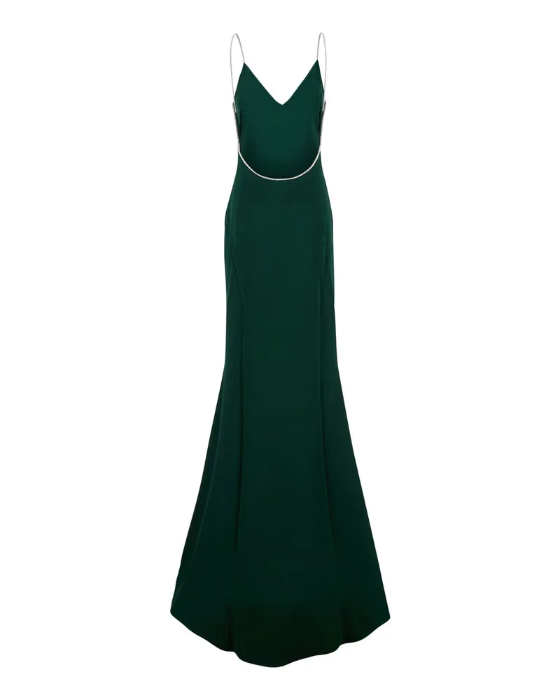 Tom Ford Women's Long Dress With Crystal Embroidery Green Acetate Green
