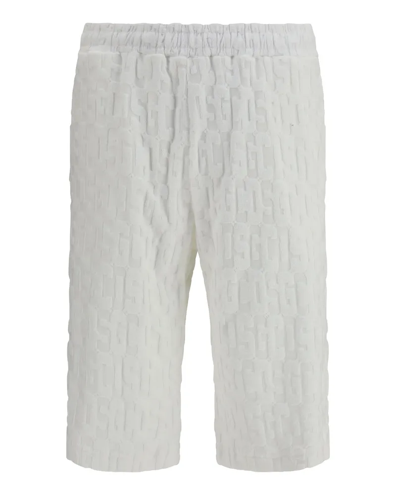 GCDS Men's Shorts Monogram Optic White White-White Cotton Bermuda White/white White