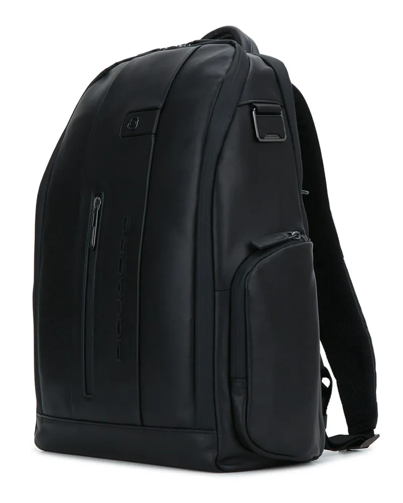 Piquadro Pelle Leather Backpack — Black Black