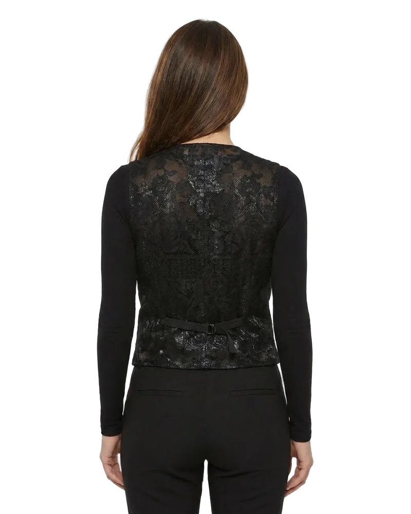 Dolce & Gabbana Lace-Embellished Cotton Blend Waistcoat — Black Black