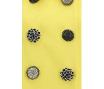 Jewel-Button Canvas Blazer — Yellow