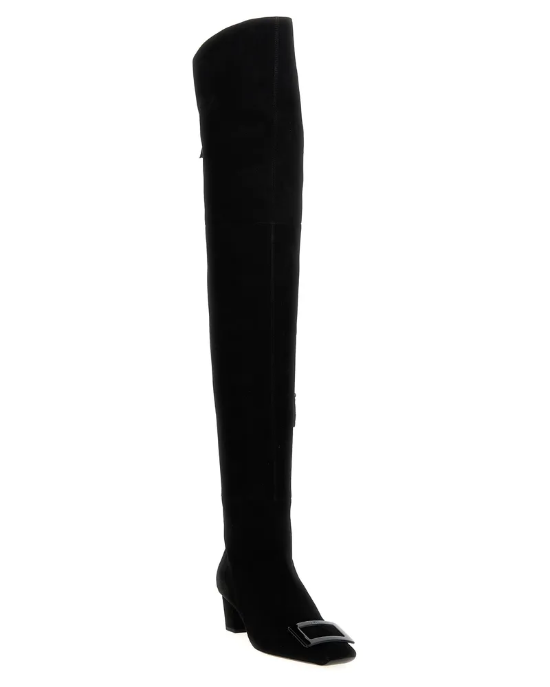 Roger Vivier Women's Black Goatskin Over The Knee Shoe Black