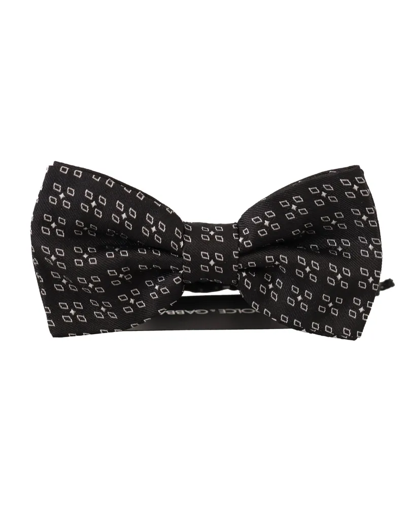 Dolce & Gabbana Men's Black White Polka Dot Silk Neck Papillon Tie Black