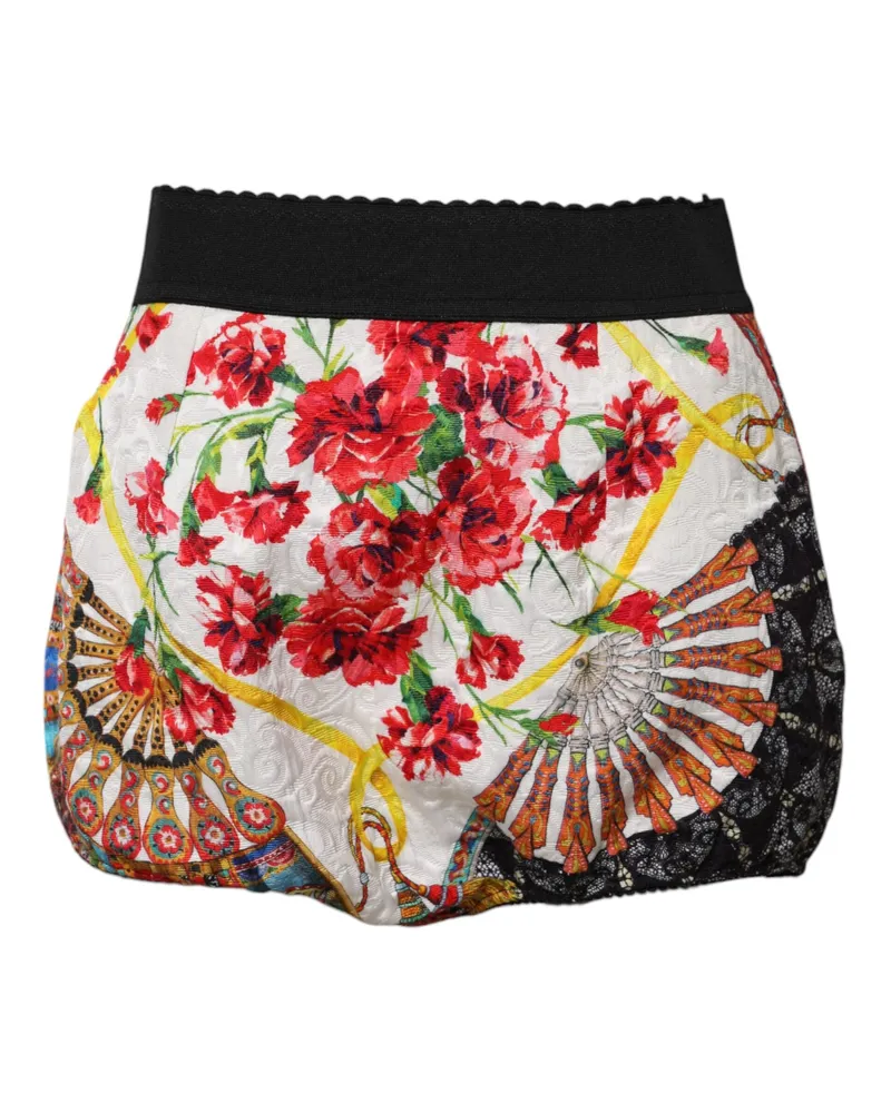 Dolce & Gabbana Women's Multicolor Floral High Waist Hot Pants Shorts Silk Multicolor