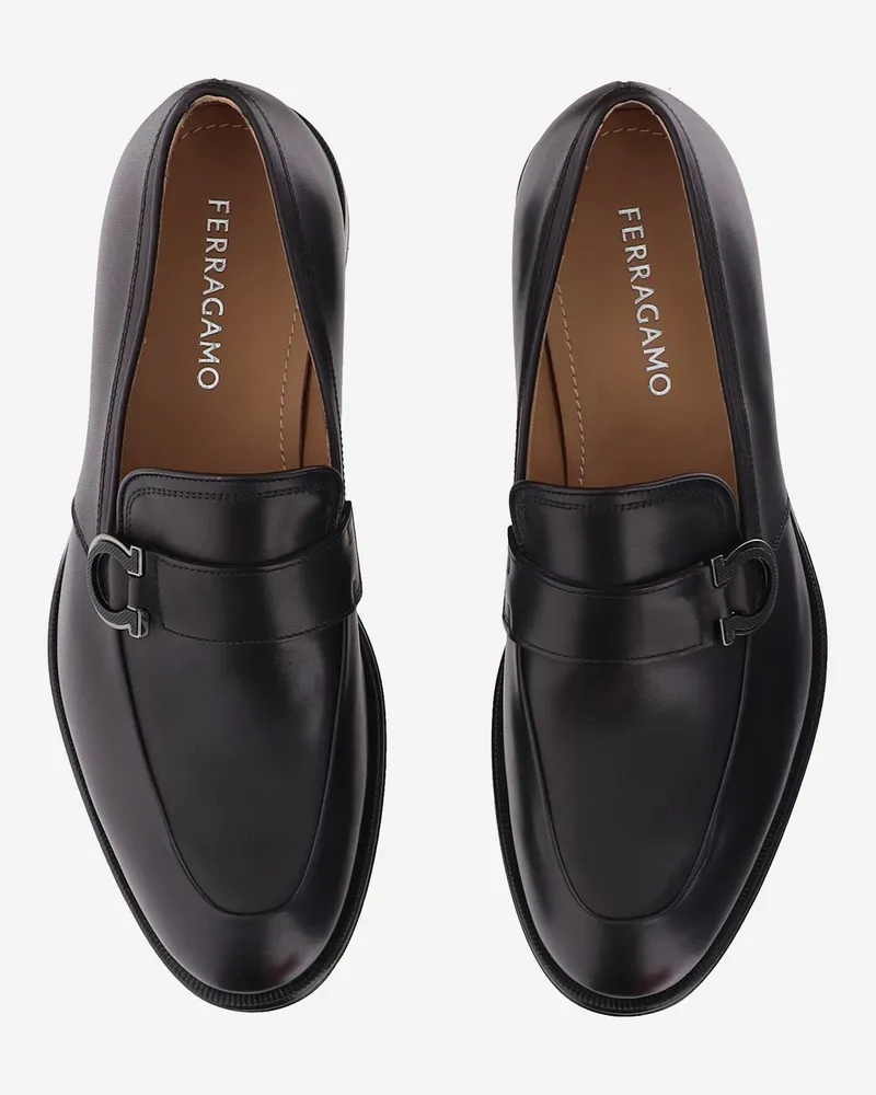 Ferragamo Men's Leather Loafers Black Calf Black