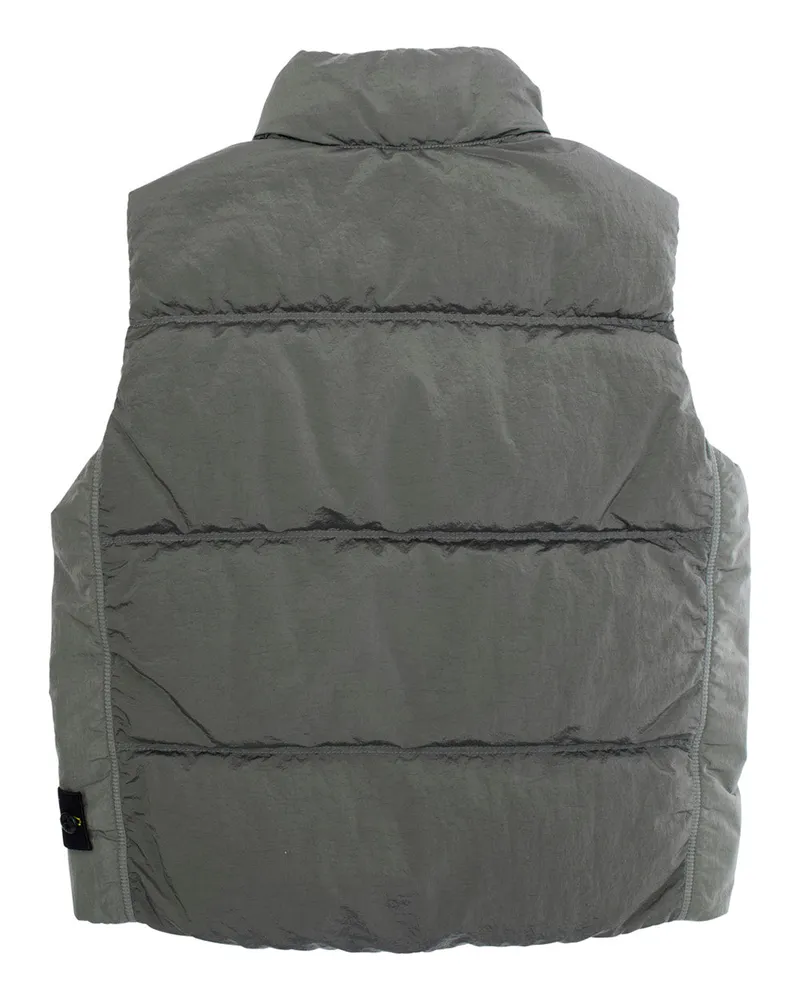 Stone Island Boys' Grey Sleeveless Down Jacket With Logo Patch Polyamide Fibers Padded Gray