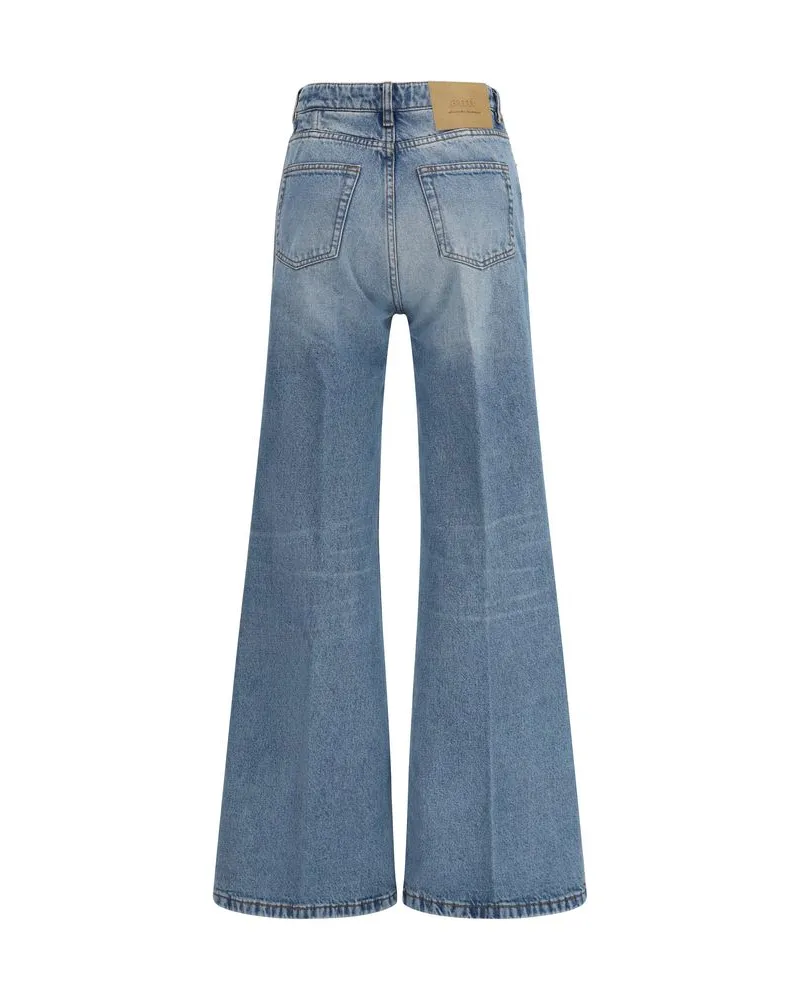AMI Paris Women's Blue Cotton Flared Jeans Clothing Blue