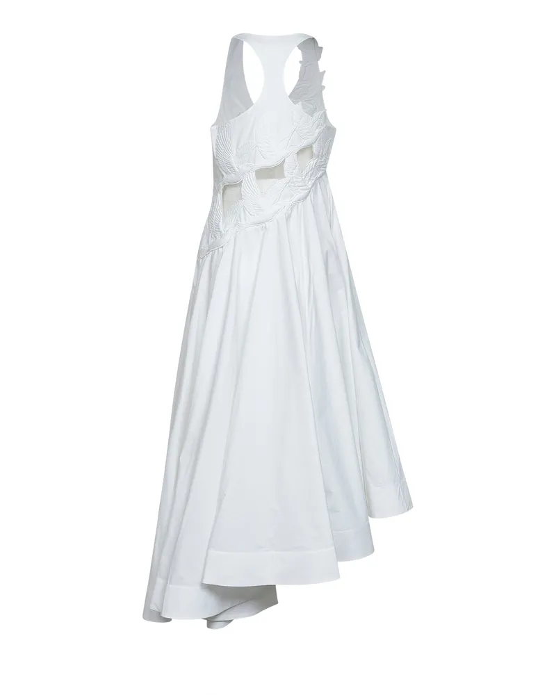 Zimmermann Women's Dress Luna Applique Midi Ivory Cotton White