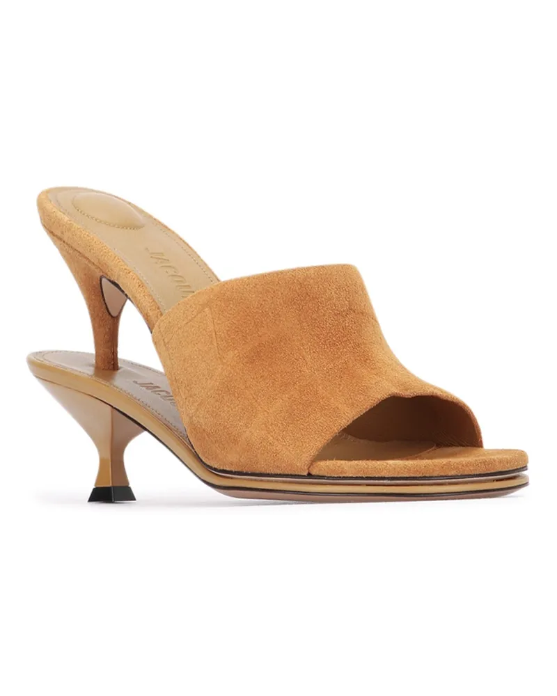 Jacquemus Women's Les Doubles Mules Camel Scarpe Con Tacco High Heel Shoes Camel