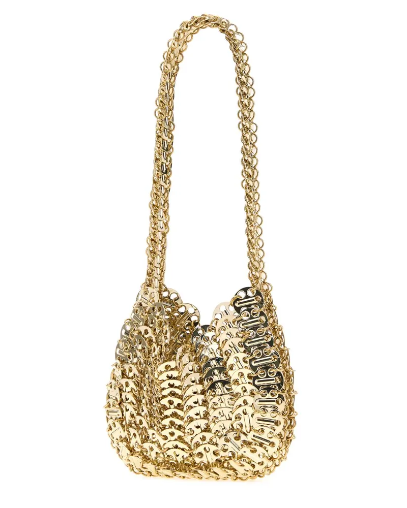 Paco Rabanne Women's Gold Metal Knit 1969 Moon Shoulder Bag Lightgold Borse A Mano Gold