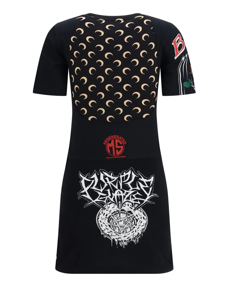 Marine Serre Women's Fitted Recycled Jersey Dress Black-Inverse Tan Cotton Black/inverse Black
