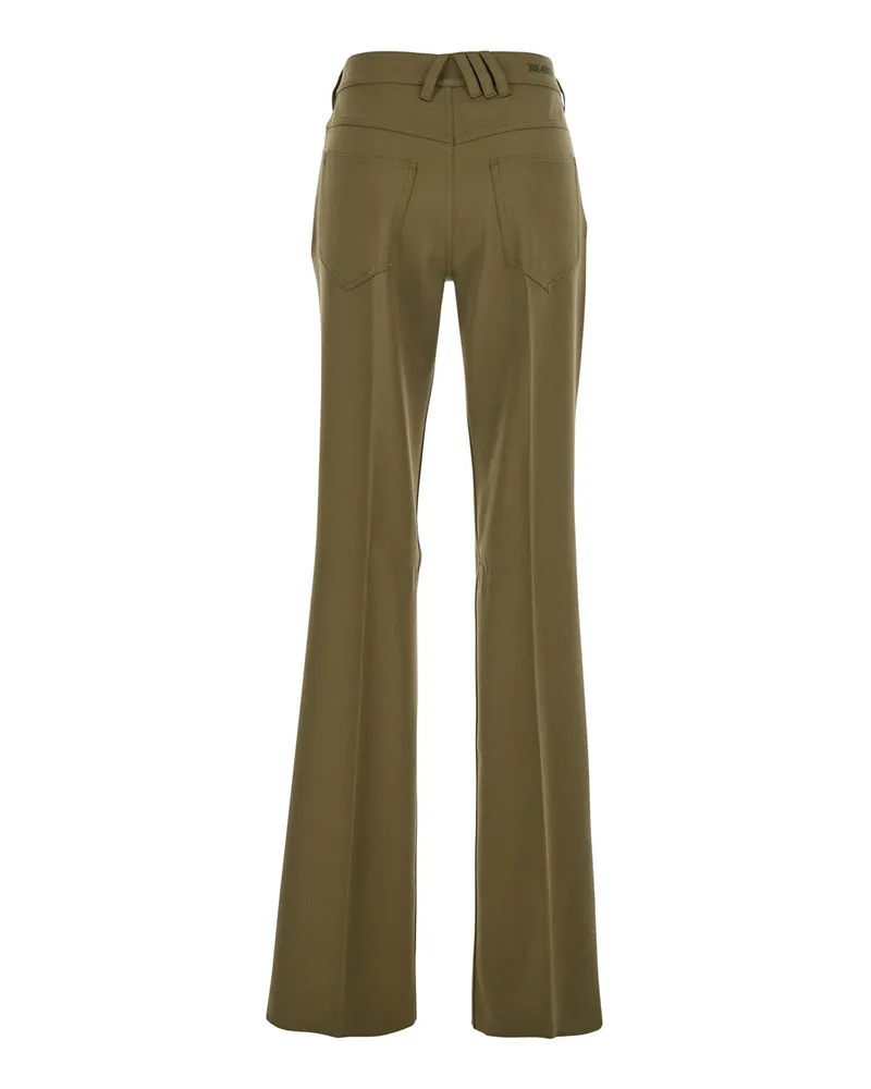 ATTICO Women's Green Trousers With Belt Loops And Logo Fabric Green
