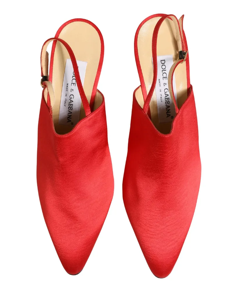 Dolce & Gabbana Women's Red Suede Heel Slingback Shoes Red