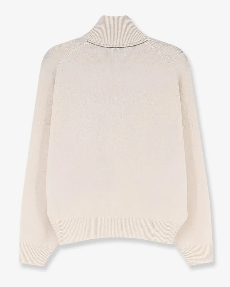 Brunello Cucinelli Women's Cashmere Turtleneck With Monili Detail White Sweater White