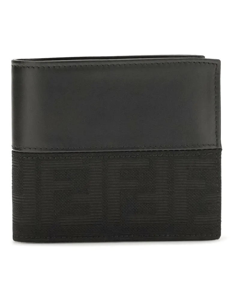 Fendi Men's Bifold Wallet Ff Jacquard Black Leather Calf Umbrellas Black