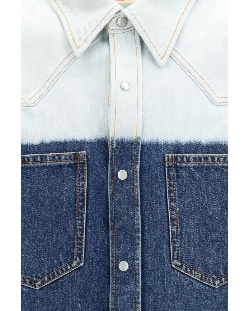 Marni Dip-Dye Denim Shirt — Blue Blue
