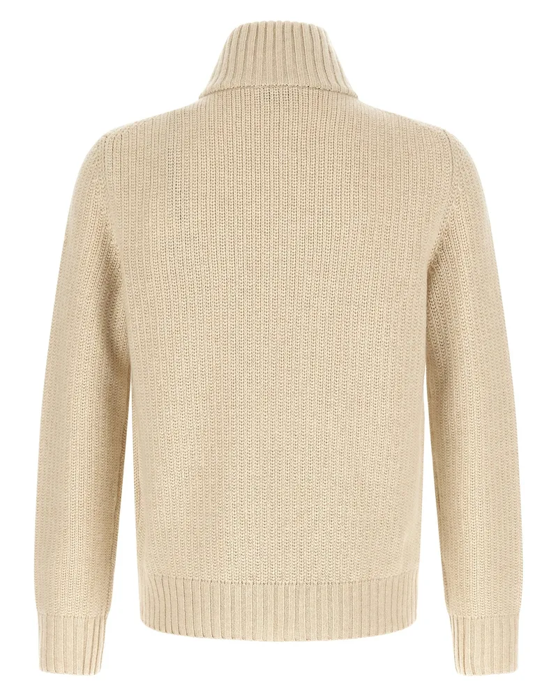 Moncler Ribbed Wool and Cashmere Cardigan — Beige Beige