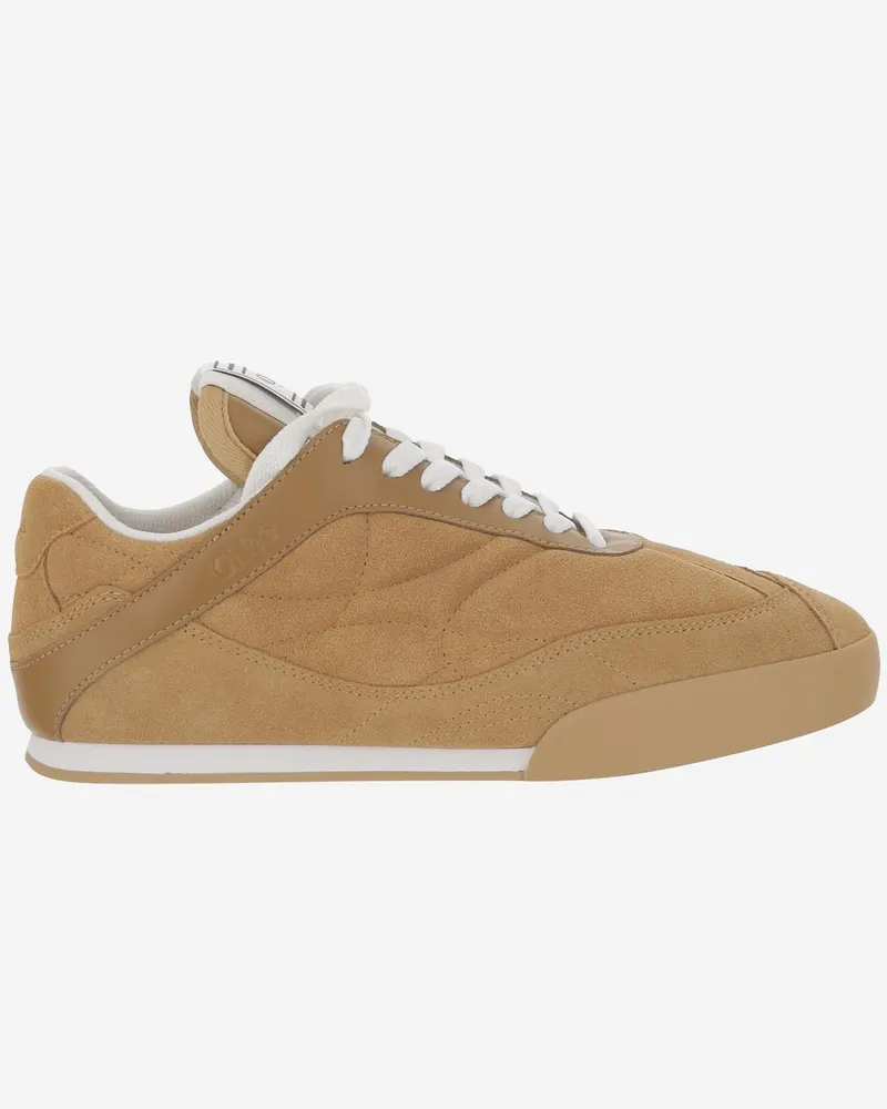 Chloé Women's Sneakers Kick Suede Beige Polyester; Sole: Rubber Trainers Beige
