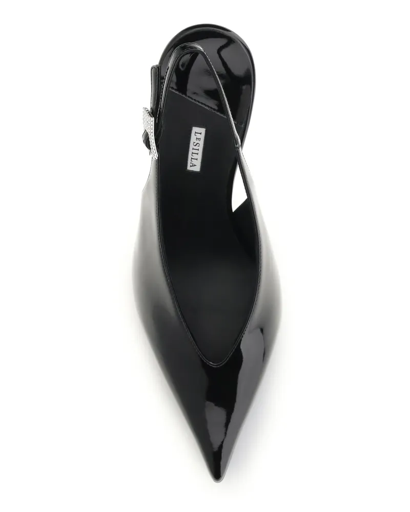 Le Silla Women's Clivage Slingback Pumps Nero-Crystal Calf Leather Bos Taurus Nero/crystal High Heel Shoes Black