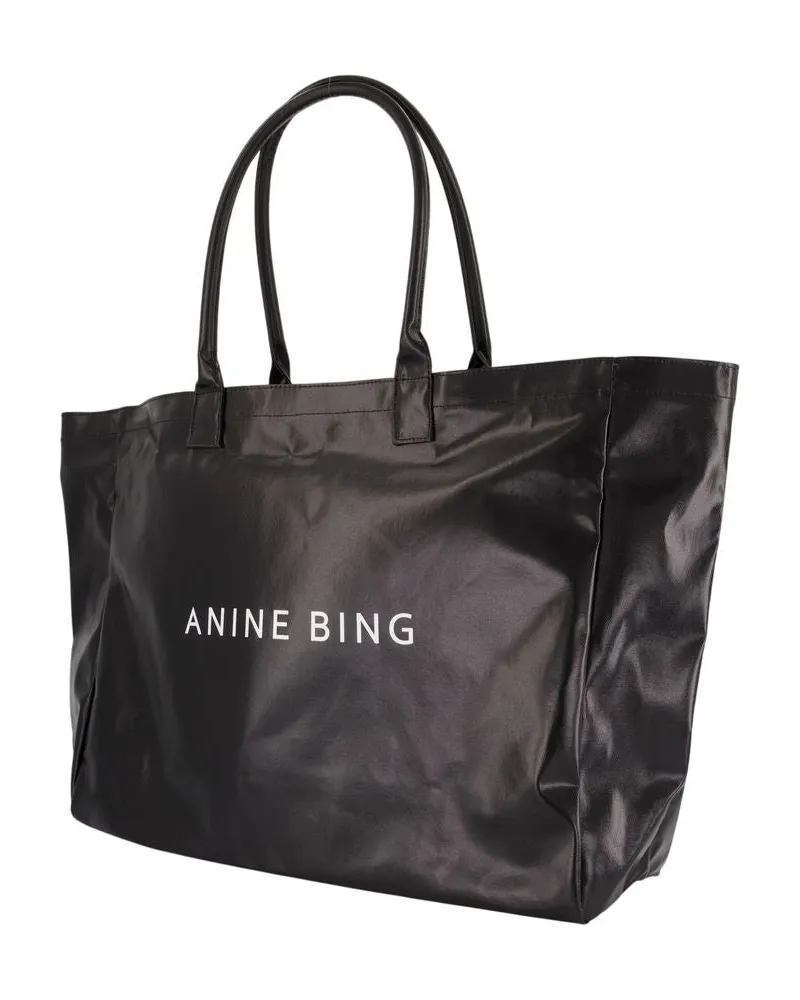 Anine Bing Women's Leo Shopper Bag -  Cotton Black Totes-Shopping-Bags Black