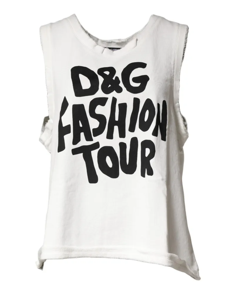 Dolce & Gabbana Women White Graphic Crewneck Sleeveless Tank T-Shirt White