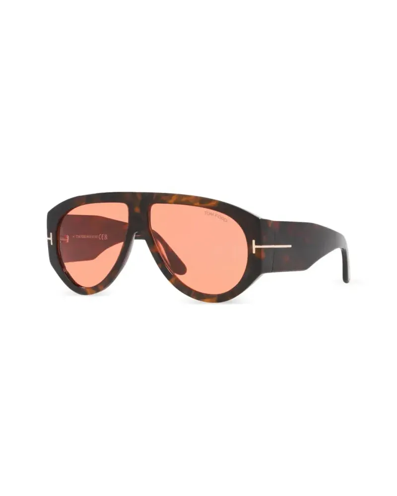 Tom Ford FT104452S Tortoiseshell Aviator Sunglasses — Brown Brown
