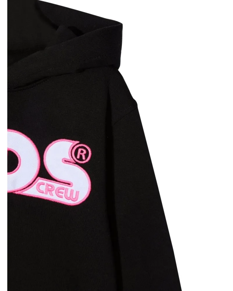 GCDS Oversized Cotton Hoodie Sweatshirt — Black Black