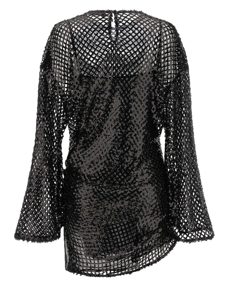 ATTICO Sequin Mesh Dress — Black Black