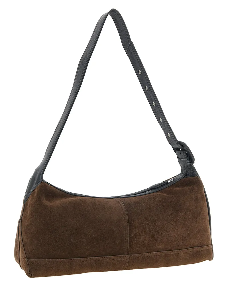 AMI Paris Etienne Suede Shoulder Bag — Brown Brown