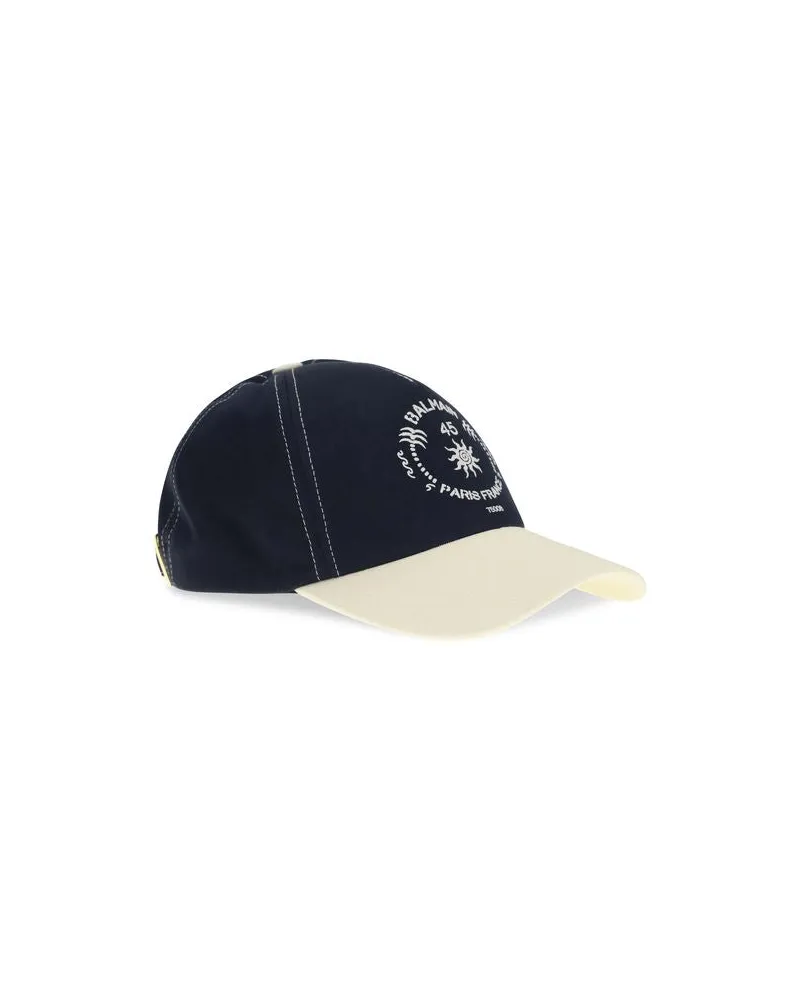 Balmain Men's Blue Cotton Cap (baseball Hat Navy