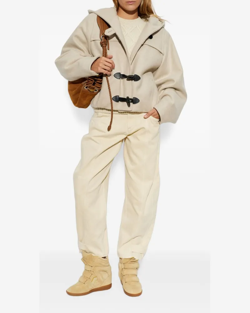 Isabel Marant Hooded Duffle Wool Coat — Cream Cream