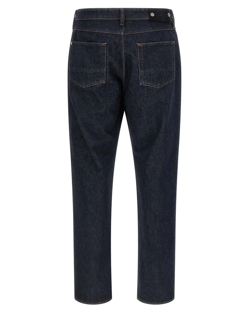 Stone Island Men's Blue Cotton Straight-Leg Jeans Clothing Blue