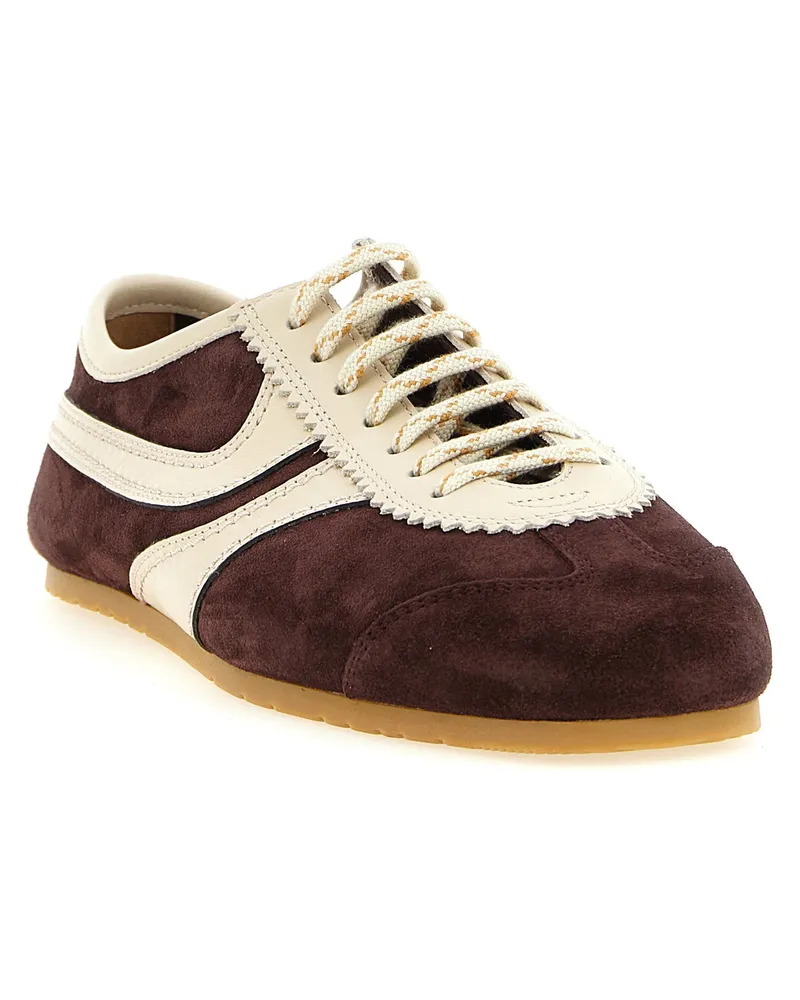 Dries van Noten Suede and Leather Colour-Block Sneaker — Brown Brown