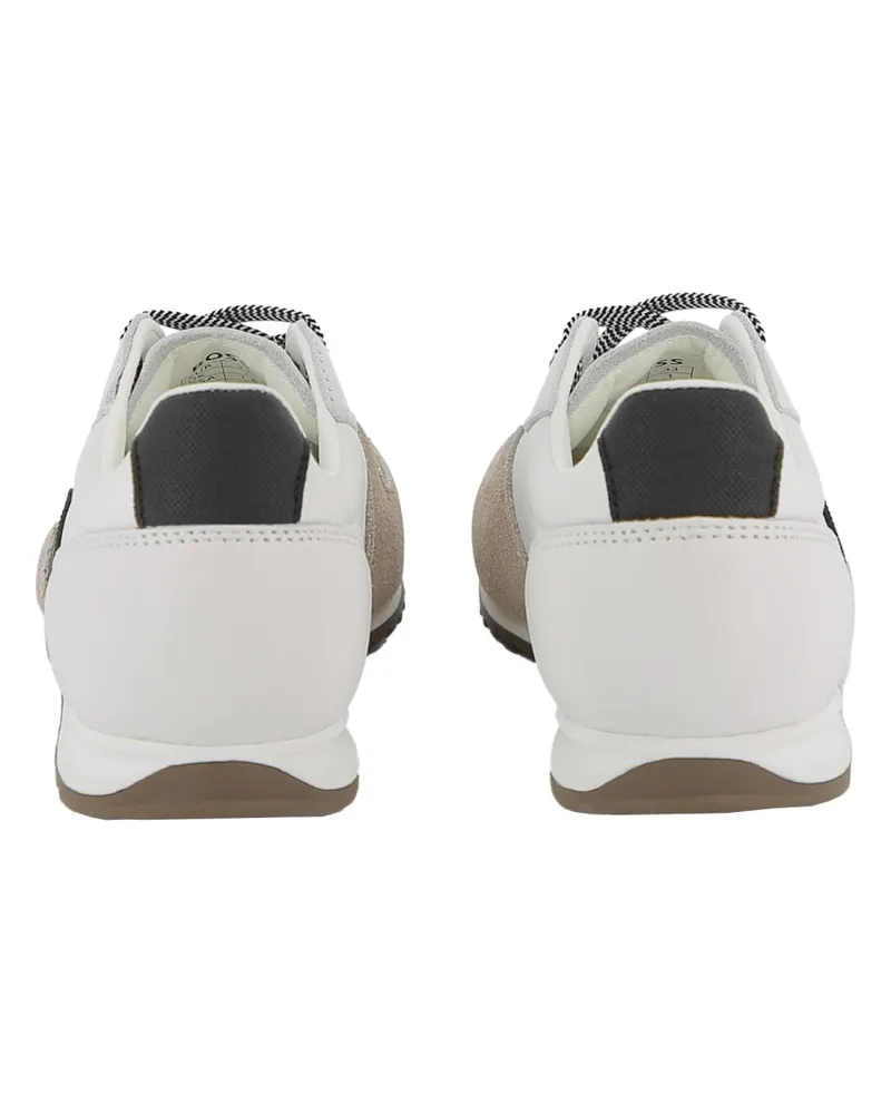 HUGO BOSS Logo-Embellished Leather Trimmed Sneaker — White White