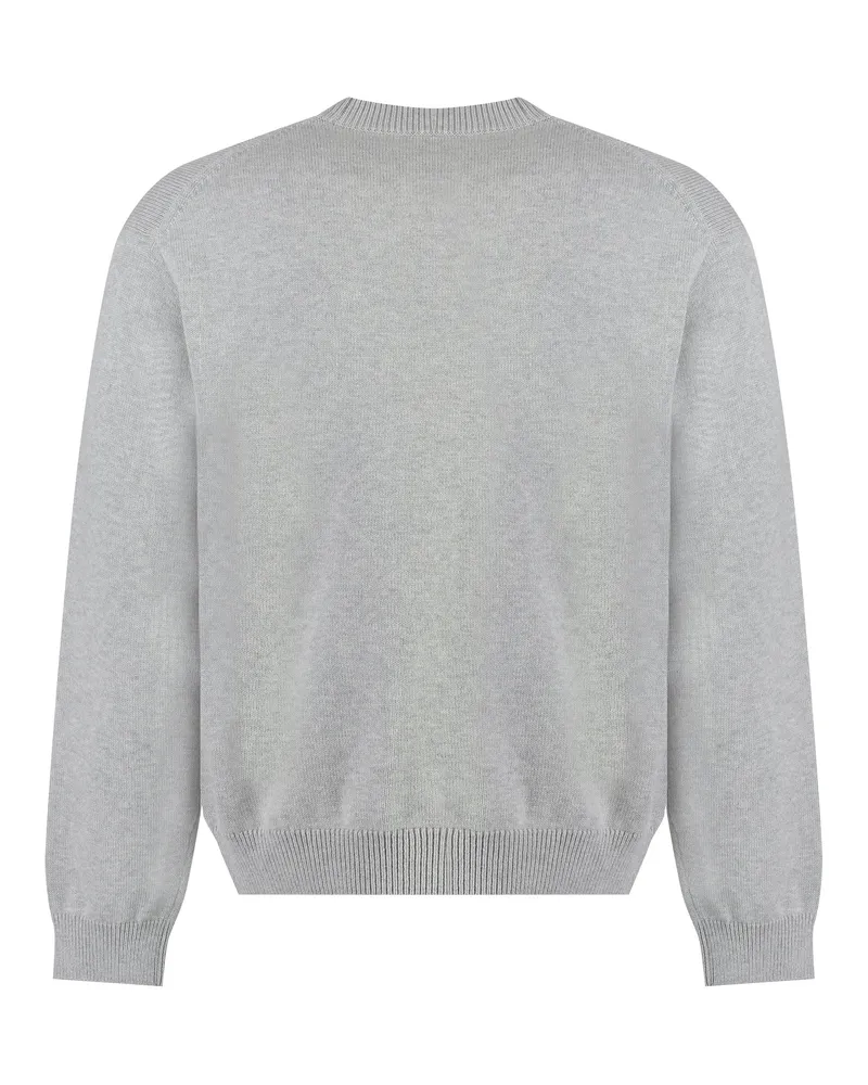 Kenzo Men Wool-Blend Crew-Neck Sweater Grey Sweatshirts Gray