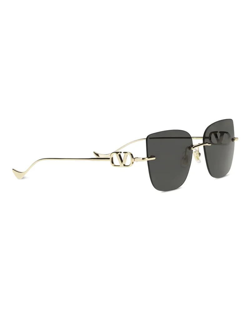 Valentino Garavani Women's Geometric Metal Sunglasses 001 Metallic Metallised Gray