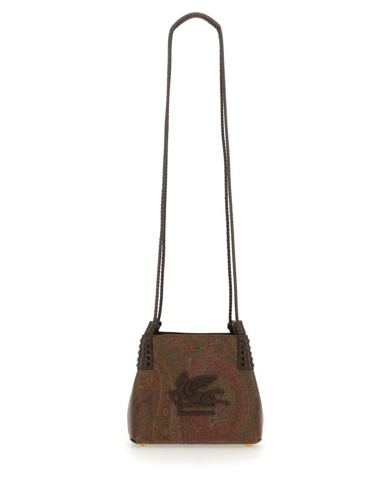 Etro Women's Libra Arnica Mini Shopping Bag Brown Cotton Shoulder Brown