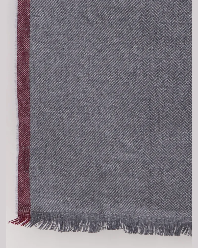 Brunello Cucinelli Men's Scarf Wool And Cashmere Grey Scarfs Gray