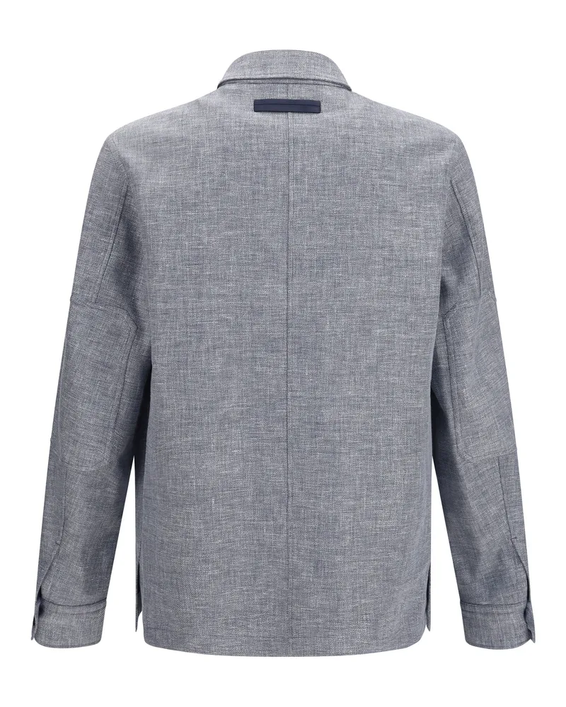 Ermenegildo Zegna Men's Crossover Shirt Jacket Linen Wool And Silk 054 Gray