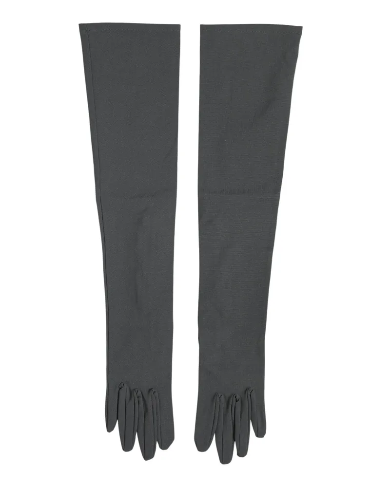 Dolce & Gabbana Dark Gray Viscose Elbow Length Mitten Men Gloves 13+pa+vi Grey