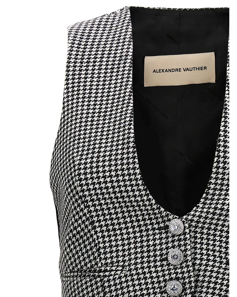 Alexandre Vauthier Houndstooth Wool Blend Vest — Black Black