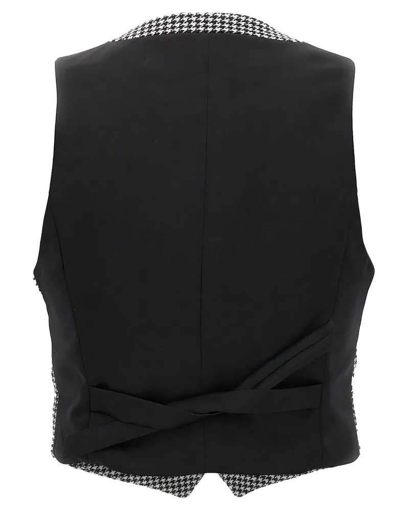 Alexandre Vauthier Houndstooth Wool Blend Vest — Black Black