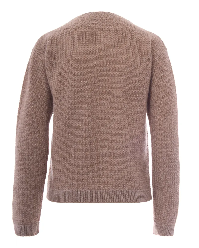 Fabiana Filippi Women's Knit Sweater Boxi Mocha Meringue Virgin Wool Jumpers Beige