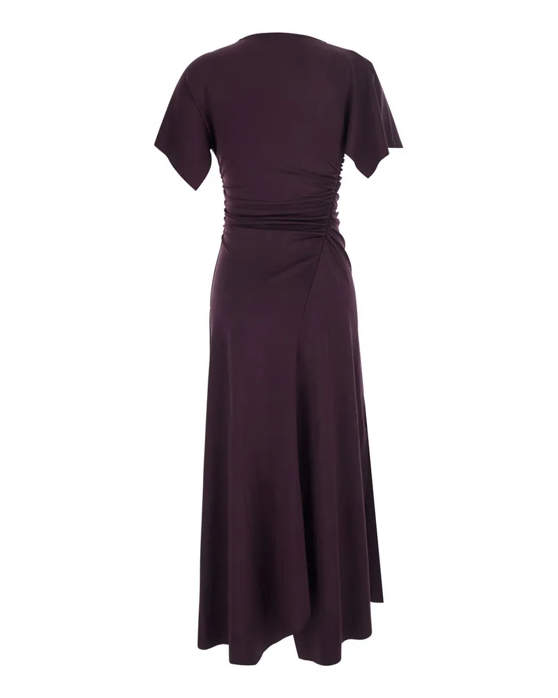 Victoria Beckham Women's Cap Sleeve Dress Burgundy Polyester Burgundy