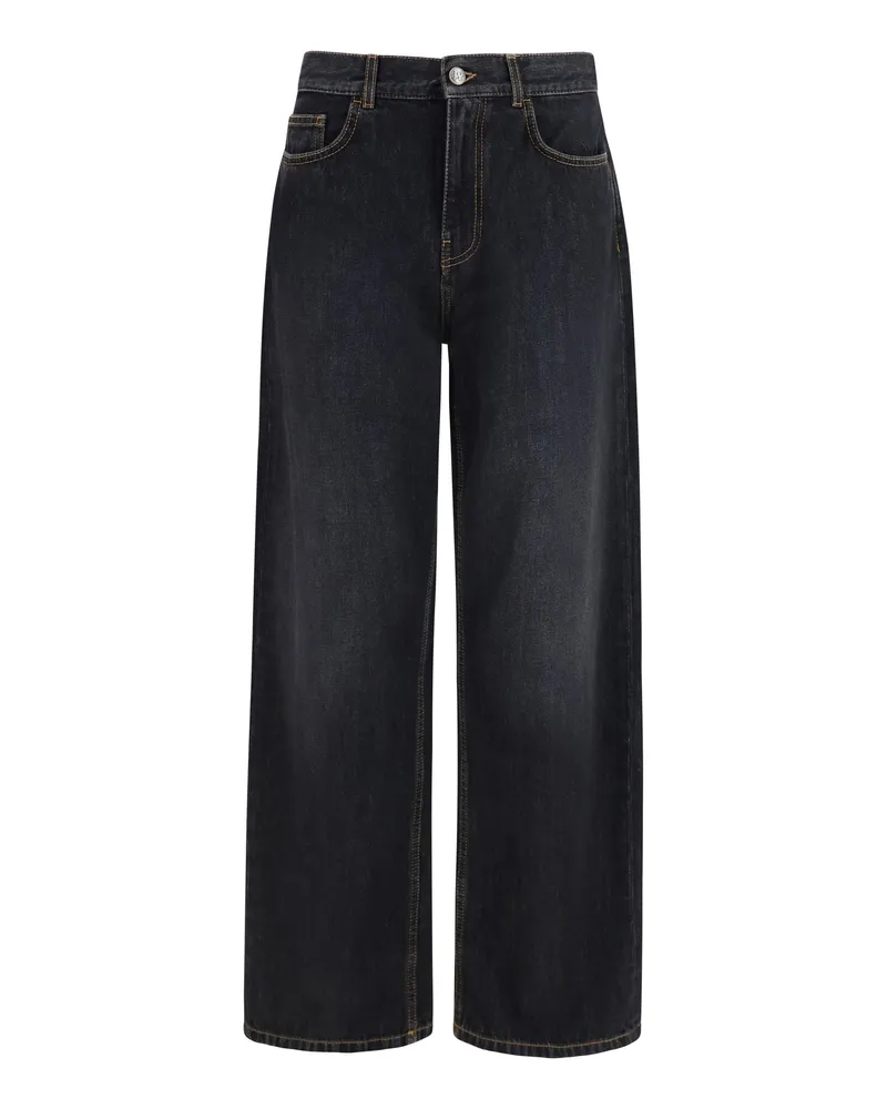 Palm Angels Wide-Leg With Back Logo Jeans — Black Black