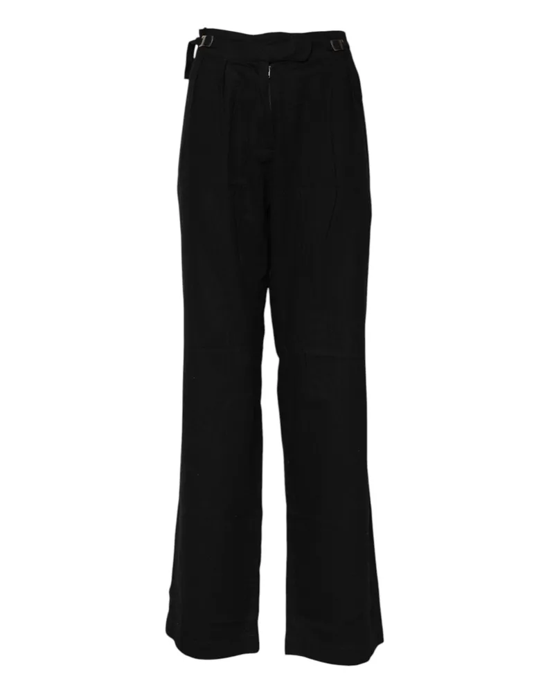 Ermanno Scervino Women Black Straight Fit High Waist Pants Virgin Wool Black