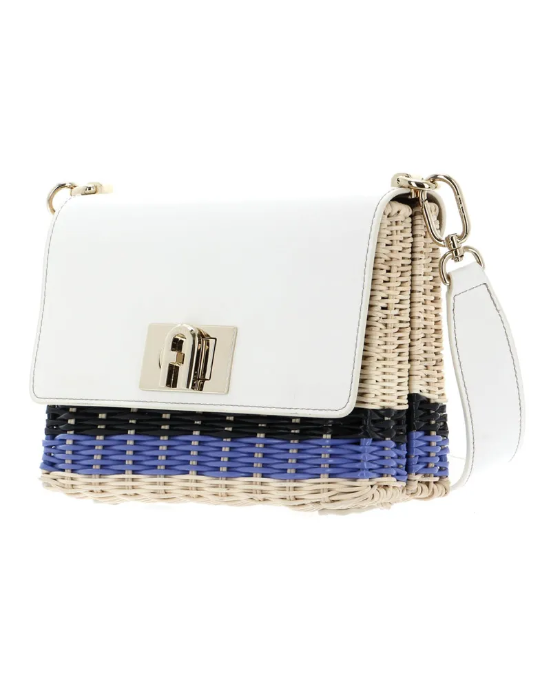 Furla Women's 1927 Logo Wicker Shoulder Bag White White