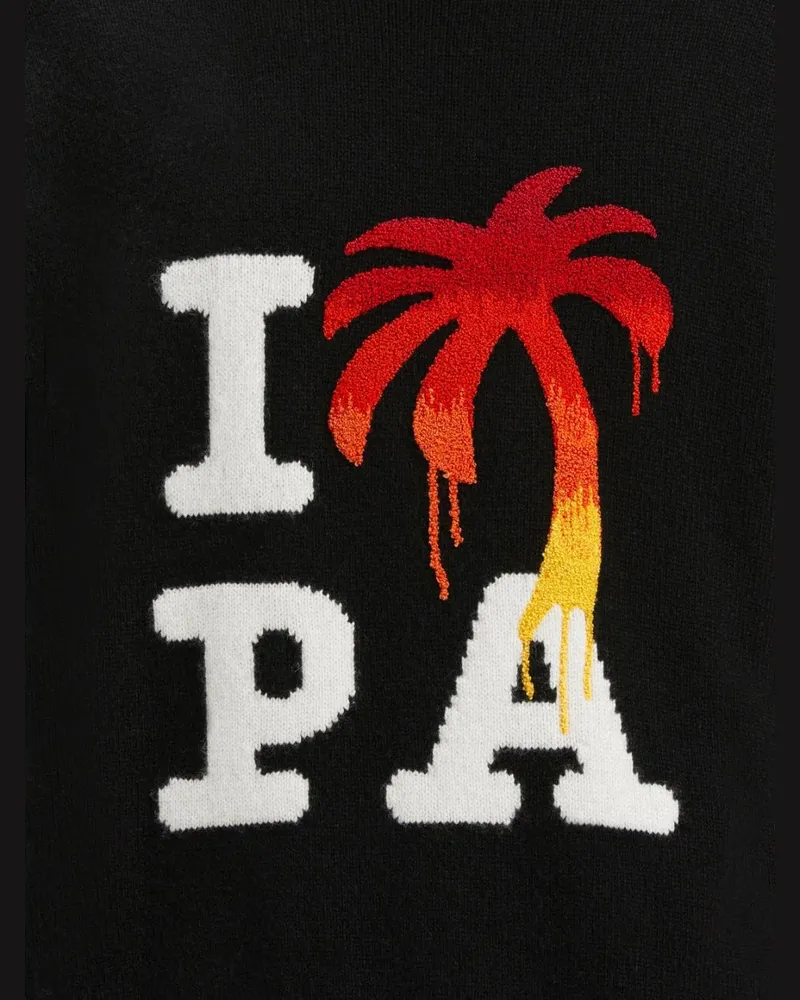 Palm Angels Intarsia-Knit Logo Sweatshirt — Black Black