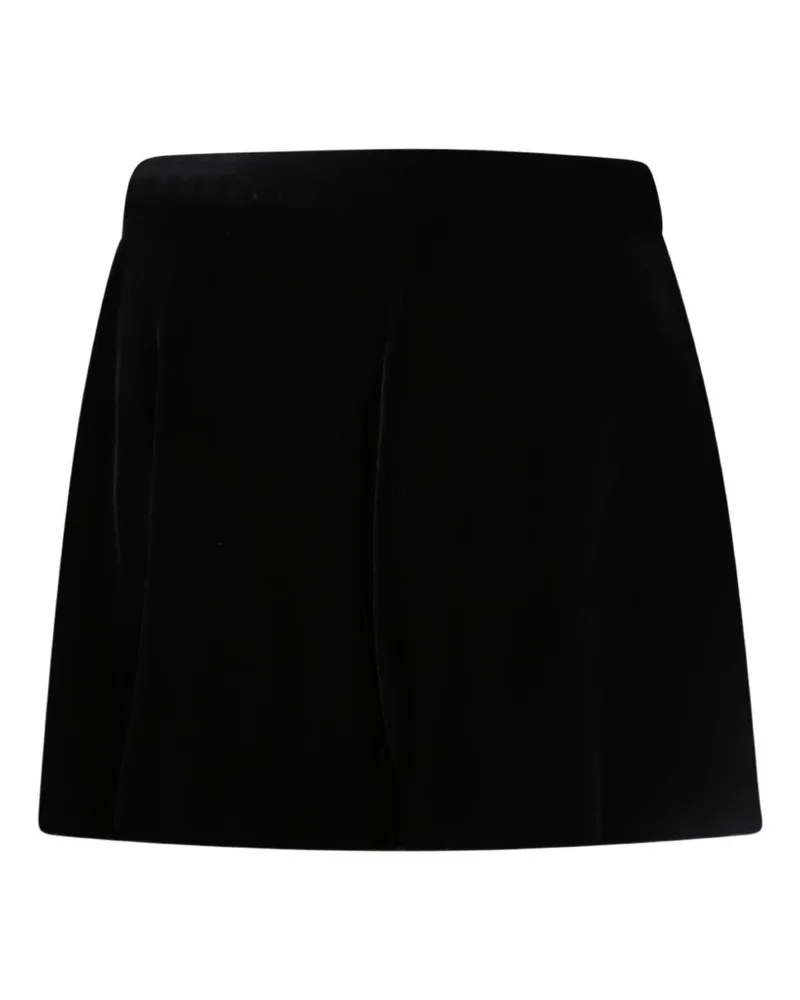 Emporio Armani Velvet Pleated Shorts — Black Black